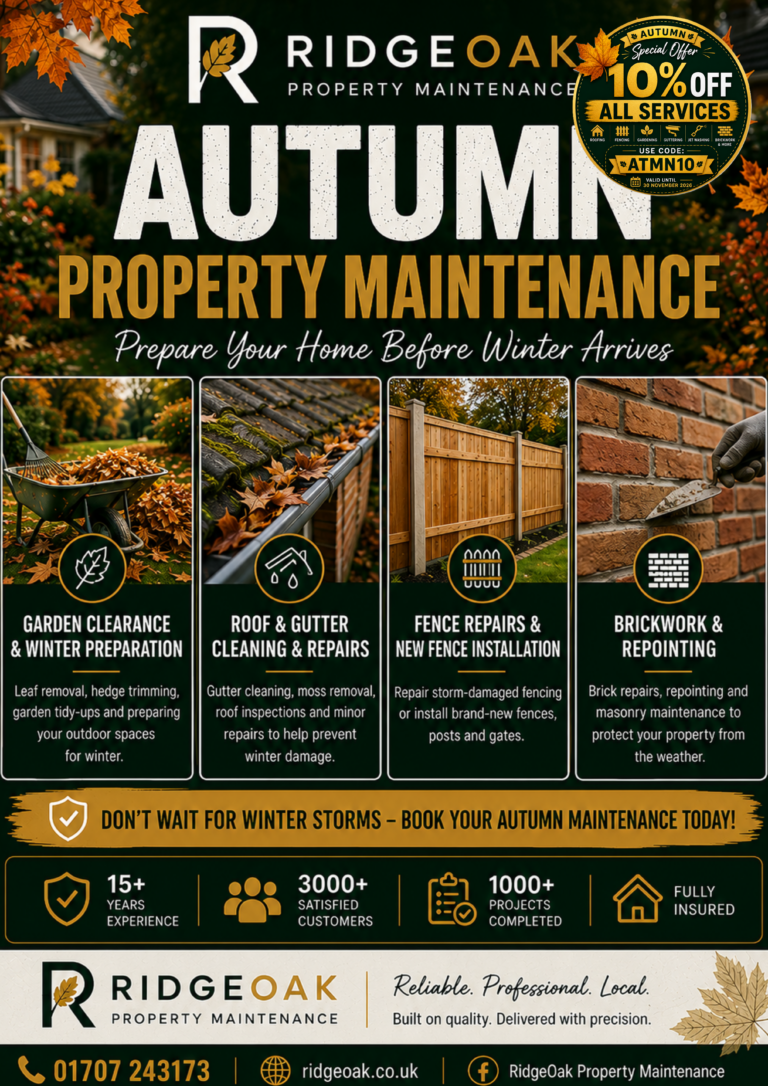 RidgeOak Autumn Property Maintenance Offer – Save 10% with code ATMN10 until 30 November